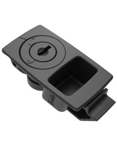 Push-to-Close Slide Latch, Snap-in, Medium Size, 1.6mm (.060 in) Panel Thickness, 6.4mm (.250 in) Total Grip, ABS, Black